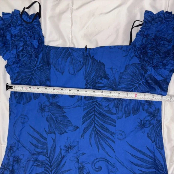 Two Palms Pacific Navy Hawaiian Long Muumuu 2X XL Vintage Cotton Aloha - Picture 7 of 7